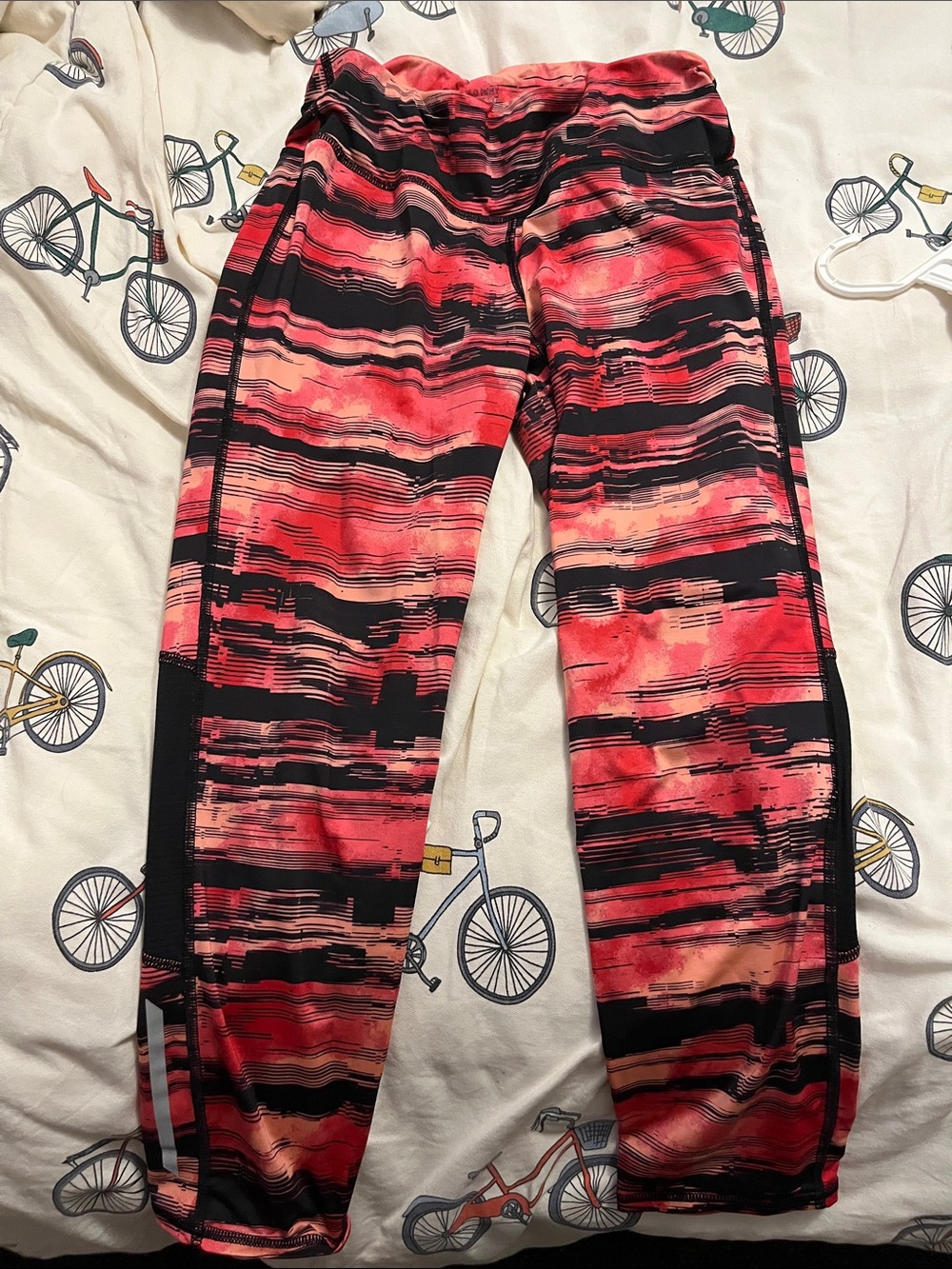 Old Navy Red and Black Striped Capri Leggings Joggers
